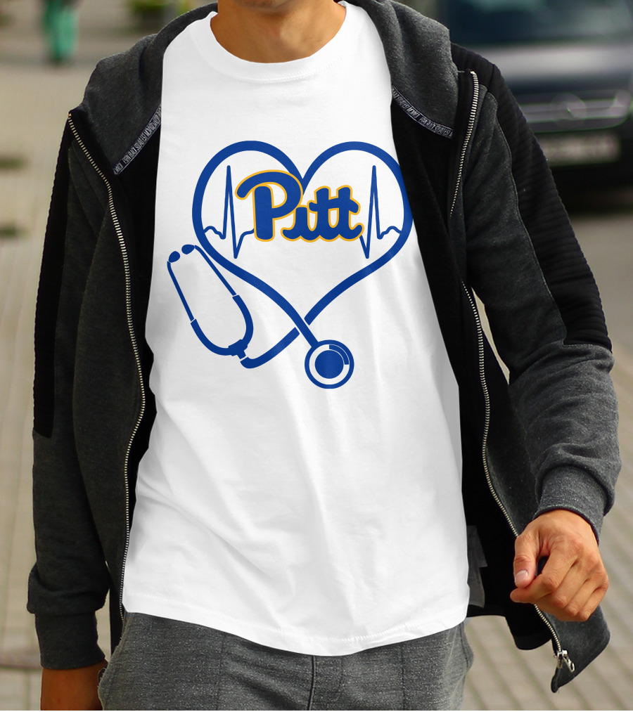 Pittsburgh Panthers Nurse Heartbeat Stethoscope Pitt T-Shirt