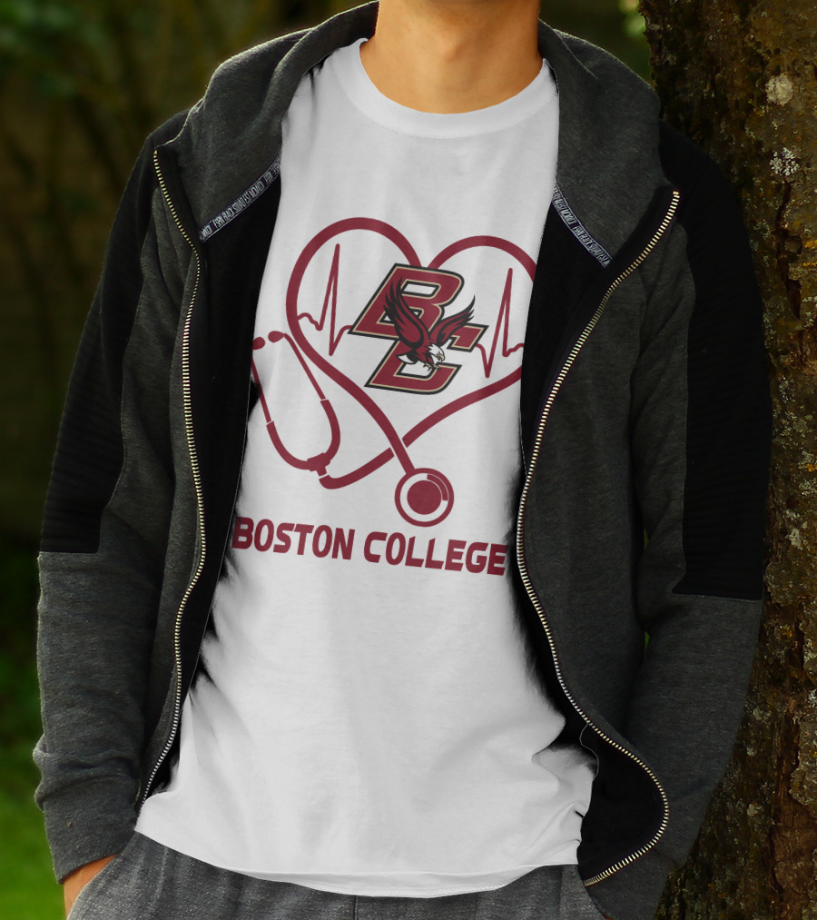 Nurse Heartbeat Love Boston College Eagles T-Shirt