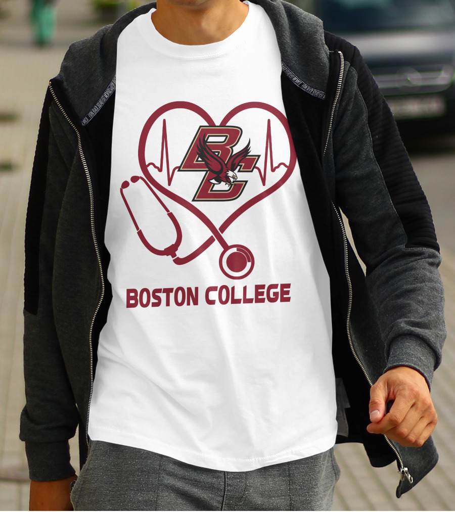 Nurse Heartbeat Love Boston College Eagles T-Shirt