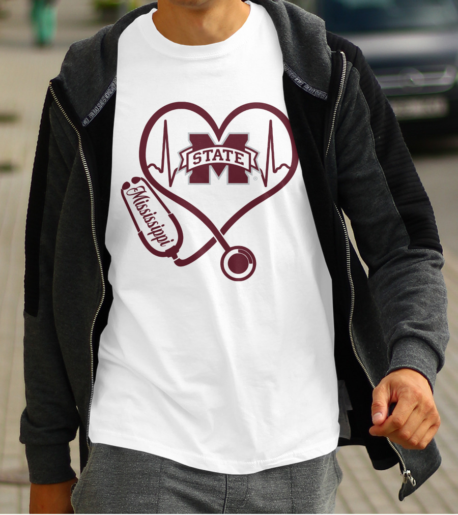 Mississippi State Bulldogs Nurse Heartbeat T-Shirt