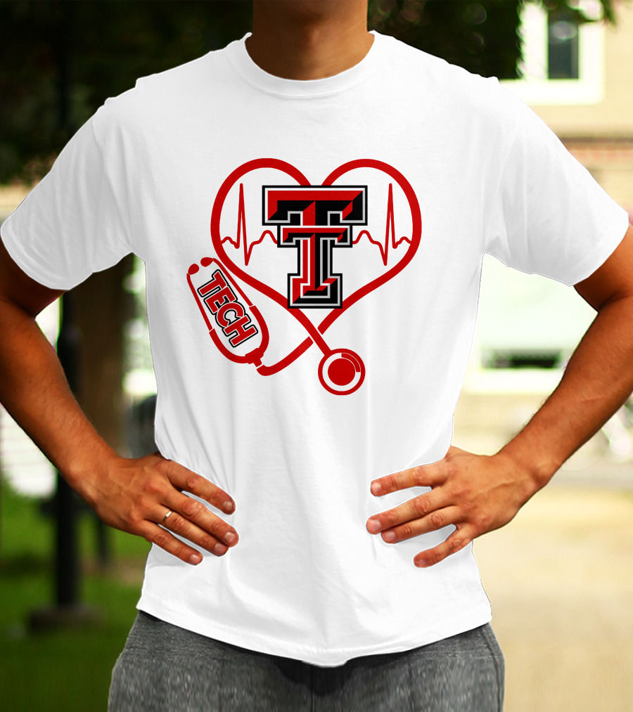 Texas Tech Nurse Heart Stethoscope Love T-Shirt