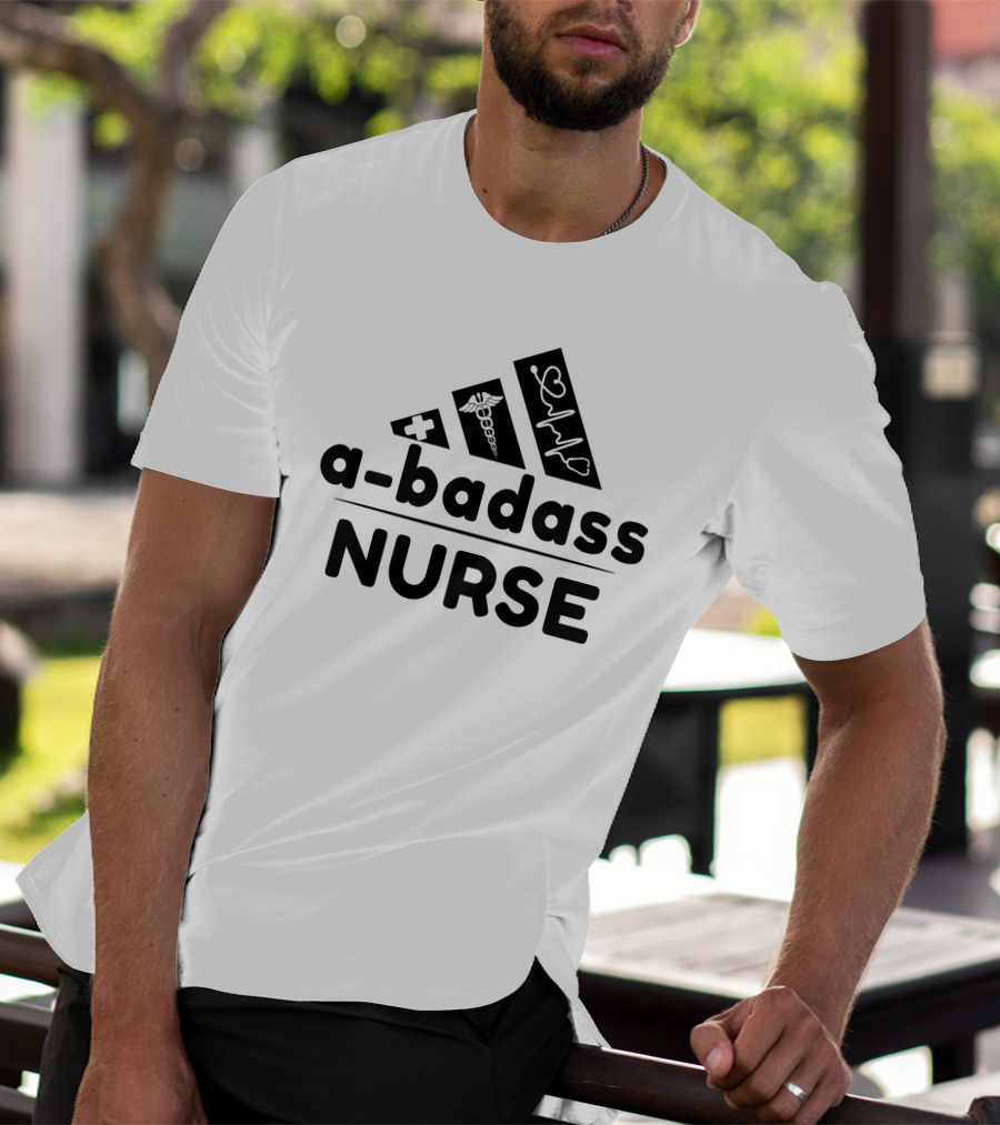 A-Badass Nurse Medical Heartbeat Symbol T-Shirt