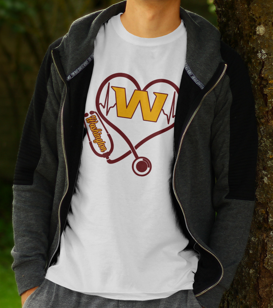 Washington Nurse Love Heartbeat Stethoscope W T-Shirt