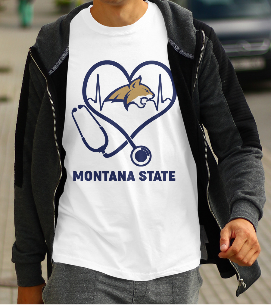 Montana State Bobcats Nurse Heartbeat Stethoscope T-Shirt