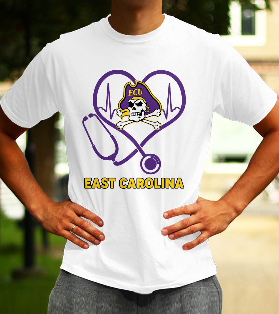 ECU Nurse Heartbeat East Carolina Pirates Stethoscope T-Shirt