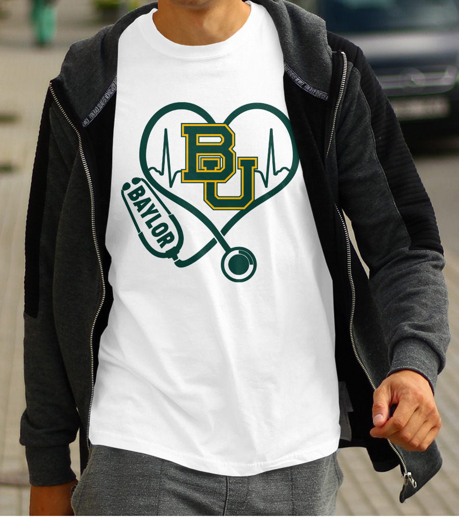 Baylor Heartbeat Stethoscope BU T-Shirt