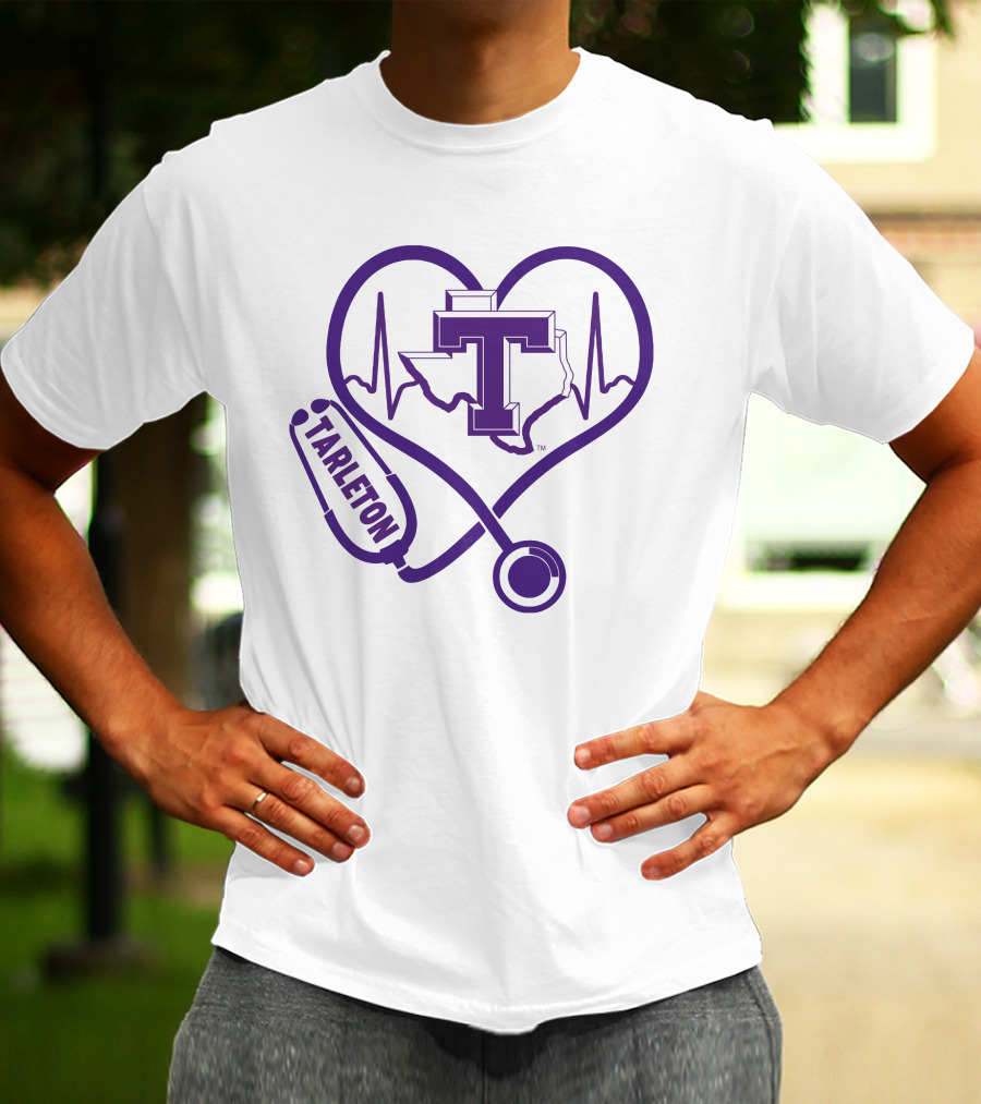 Tarleton State Stethoscope Heartbeat Nurse Love Texas Map T-Shirt