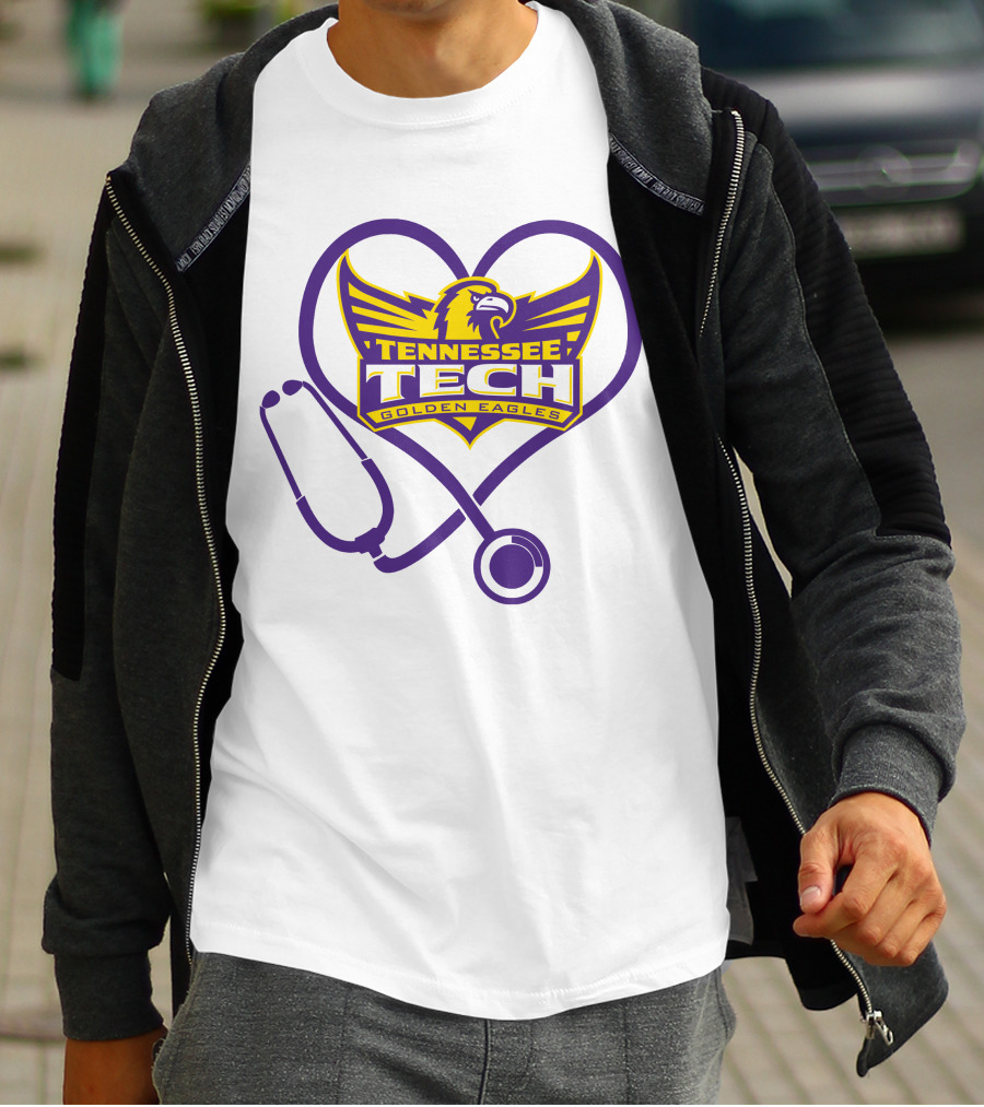 Nurse Love Tennessee Tech Golden Eagles Heart Stethoscope T-Shirt