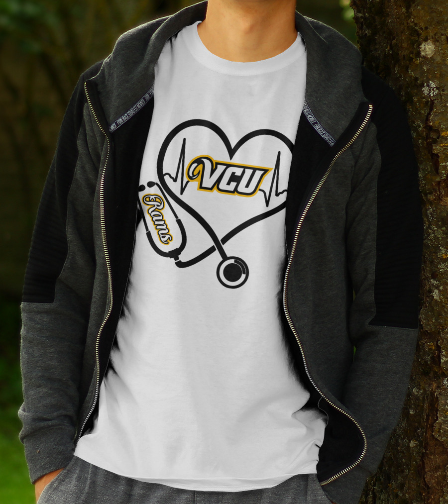 VCU Rams Nurse Heartbeat Stethoscope T-Shirt