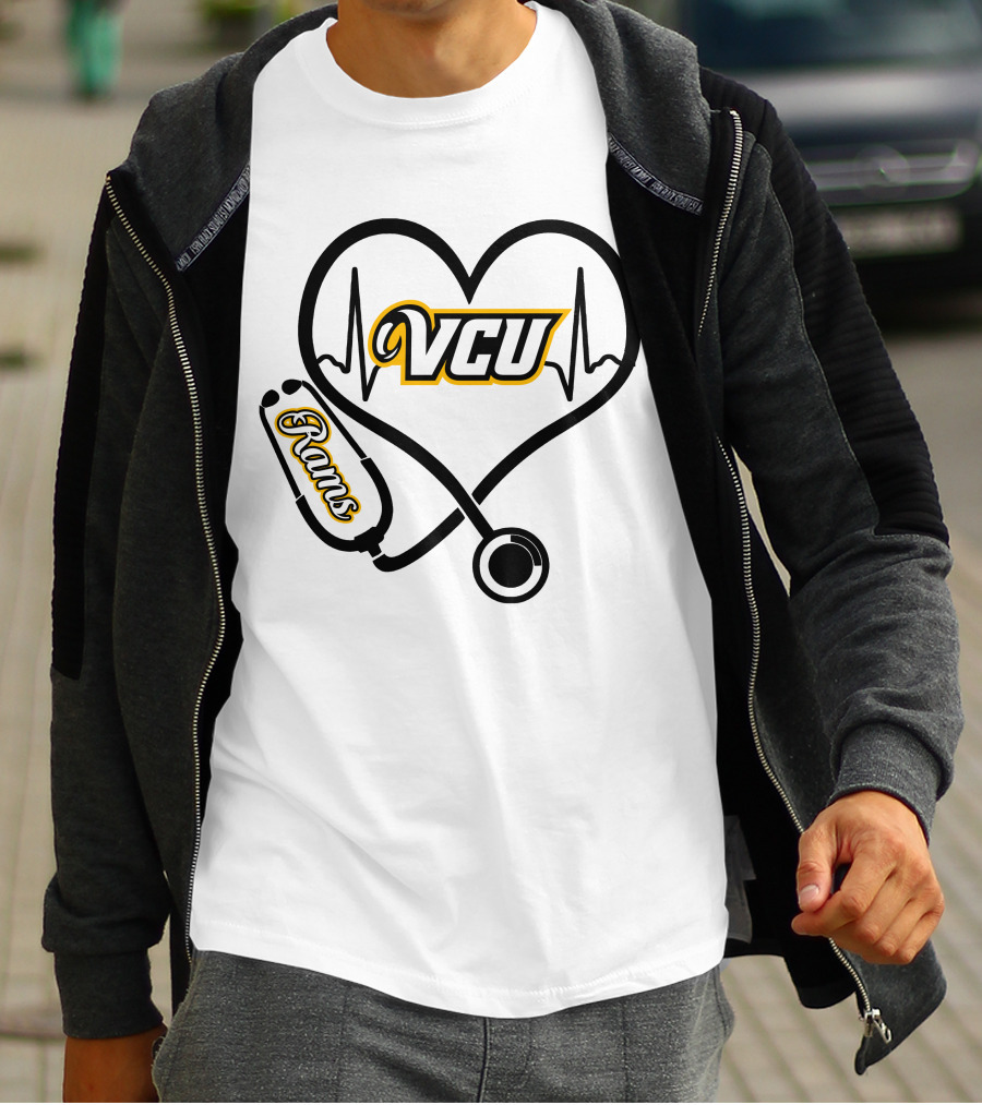 VCU Rams Nurse Heartbeat Stethoscope T-Shirt