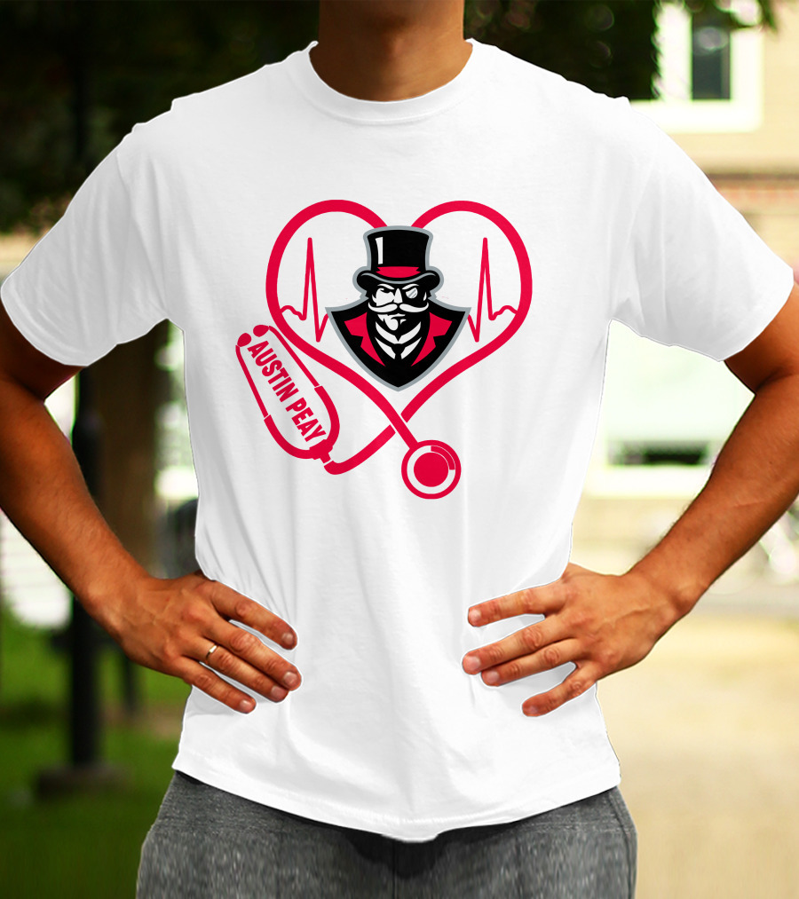 Austin Peay State University Nurse Heartbeat Stethoscope T-Shirt