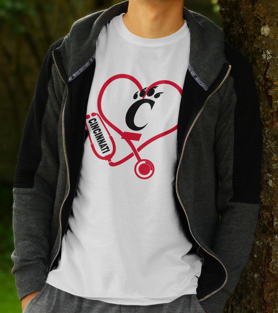 Cincinnati Bearcats Nurse Heart Stethoscope T-Shirt