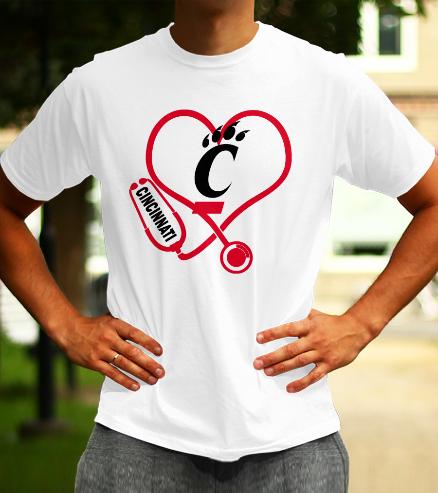 Cincinnati Bearcats Nurse Heart Stethoscope T-Shirt