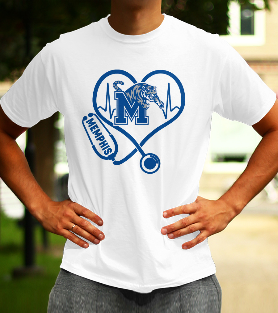 Memphis Tigers Nurse Heartbeat Stethoscope T-Shirt