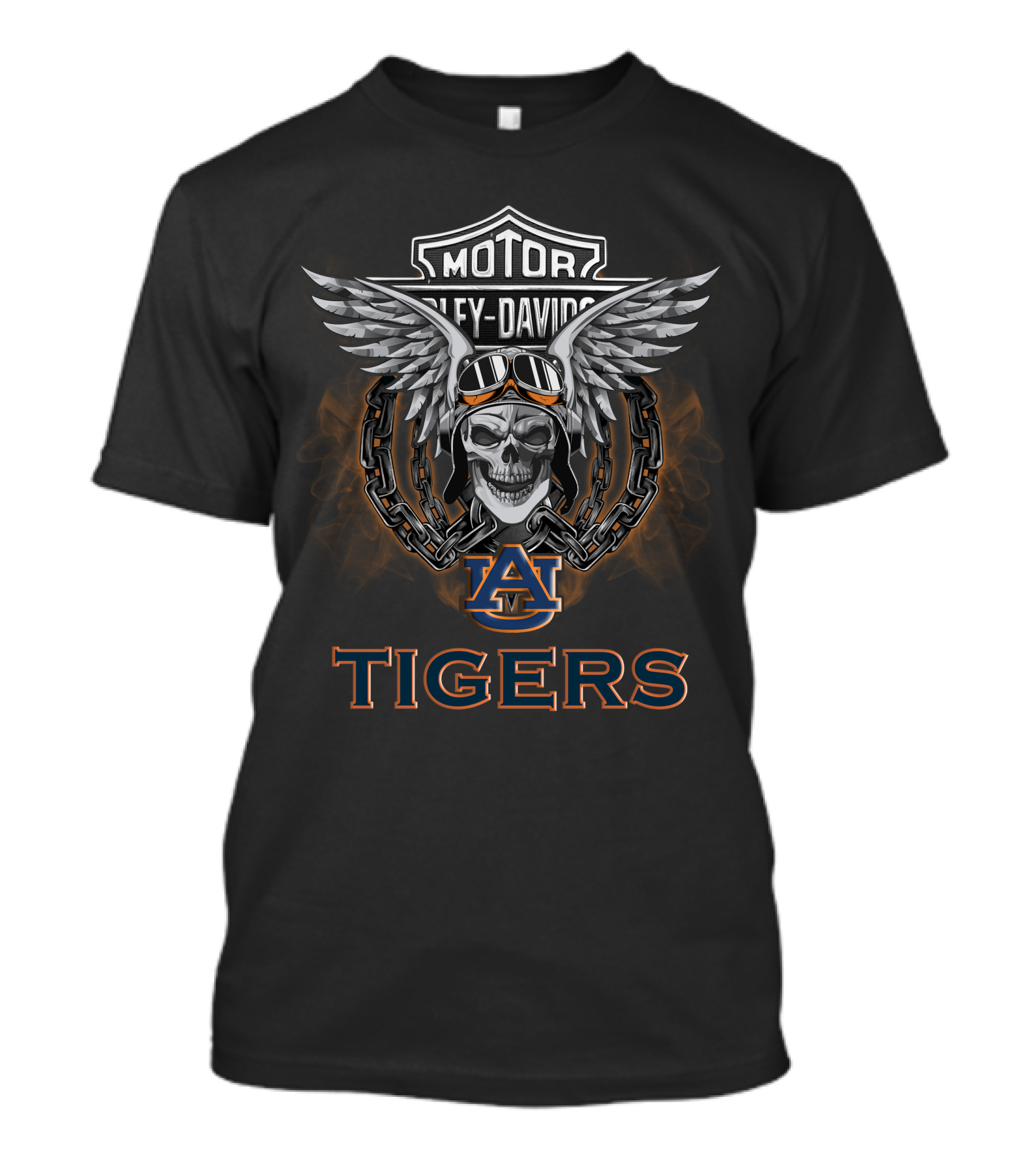 Harley Davidson Auburn Tigers Skull Wings Motor T-Shirt
