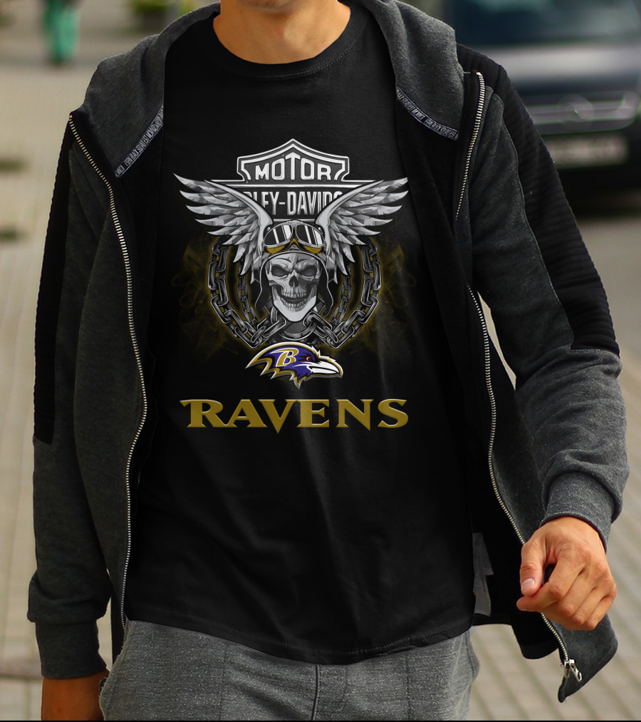 Motor Harley Davidson Ravens Nfl Baltimore T-Shirt