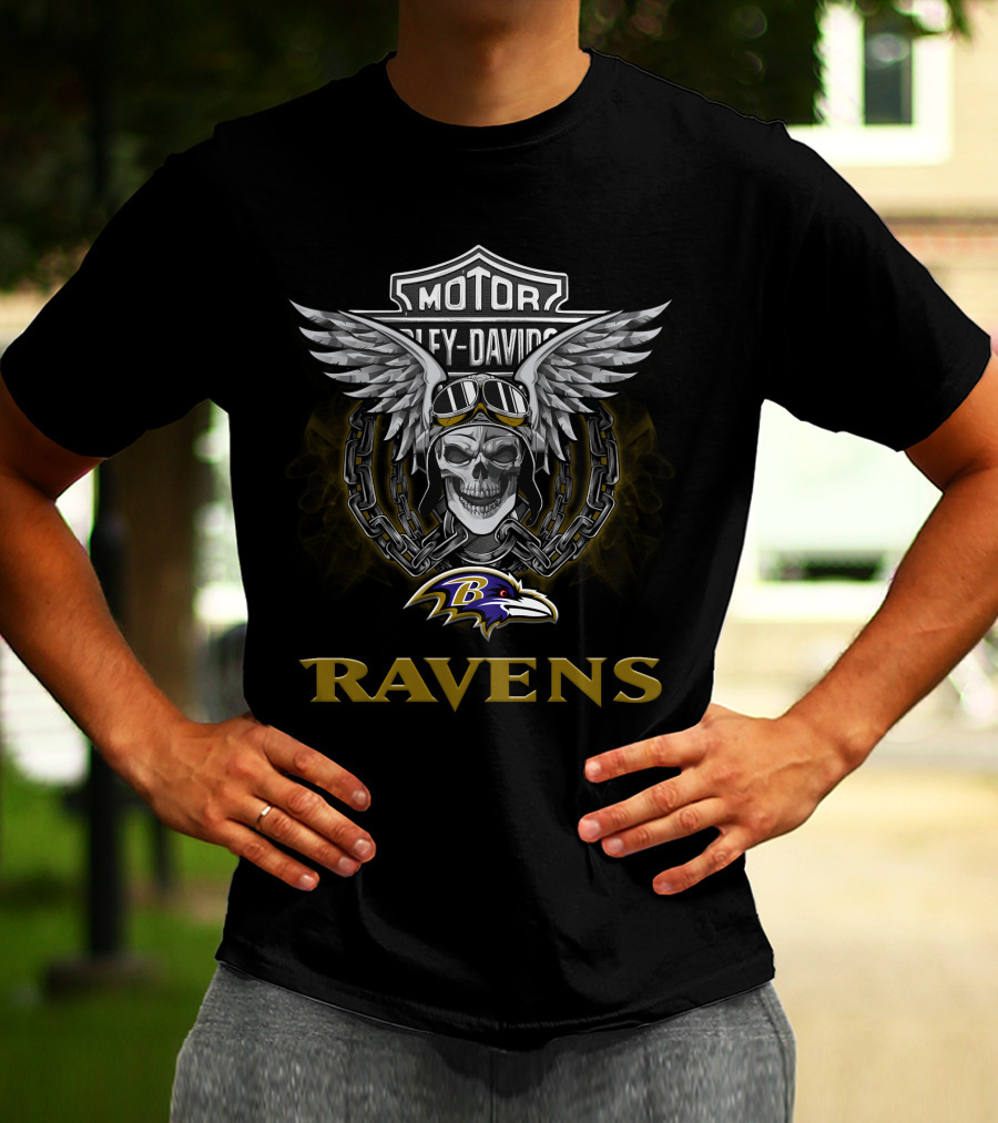 Motor Harley Davidson Ravens Nfl Baltimore T-Shirt