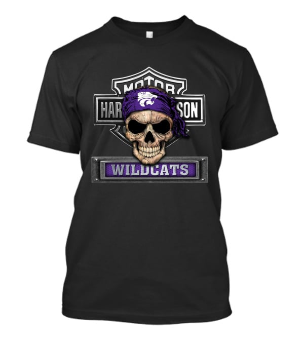 Harley Davidson Motorcycle Skull Kansas State Wildcats T-Shirt