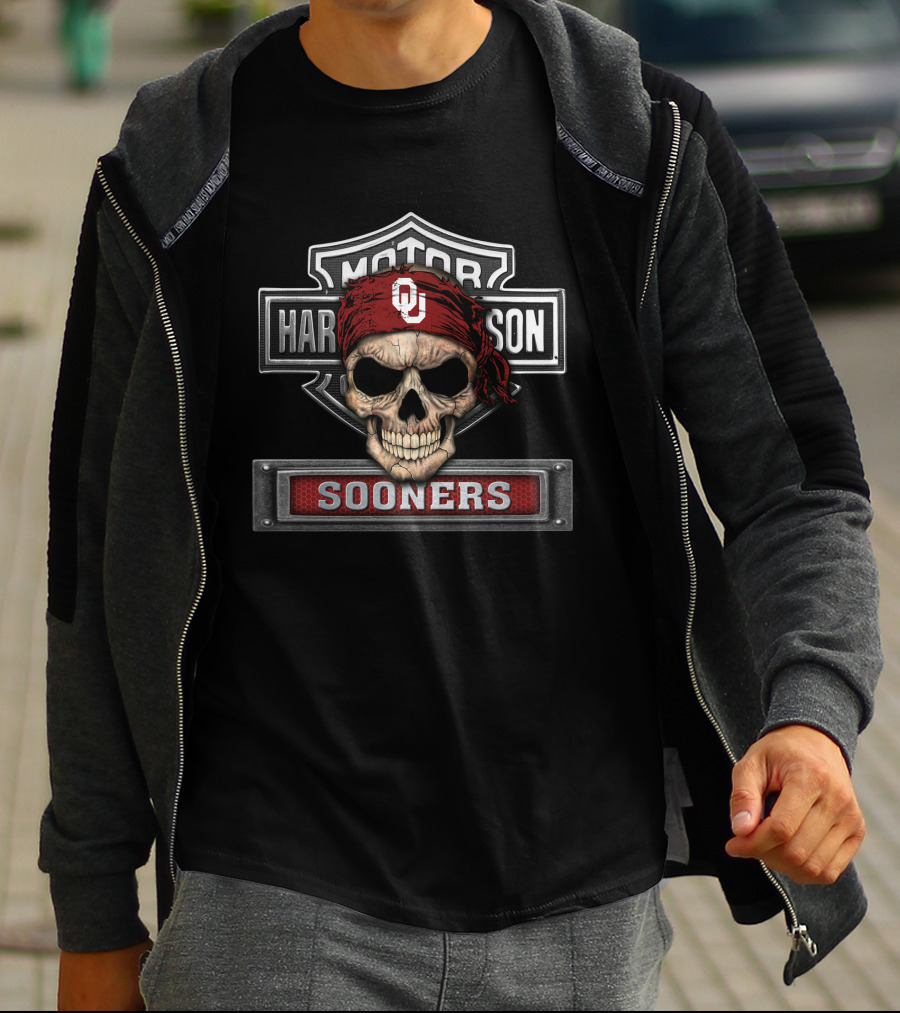 Harley Davidson Motor Sooner Oklahoma Skull Bandana T-Shirt