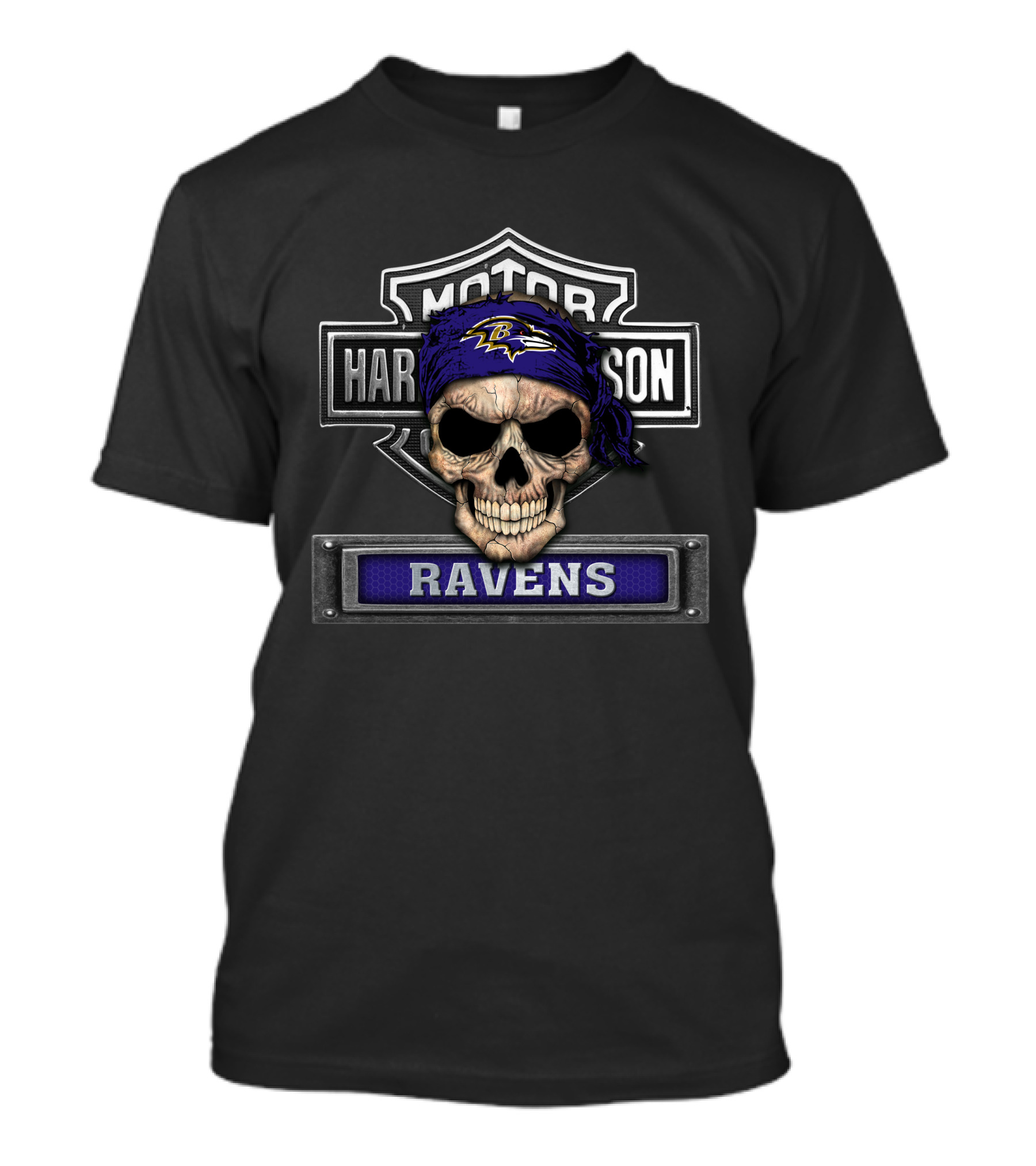 Harley Davidson Motorcycle Skull Ravens 91 Baltimore Nfl T-Shirt
