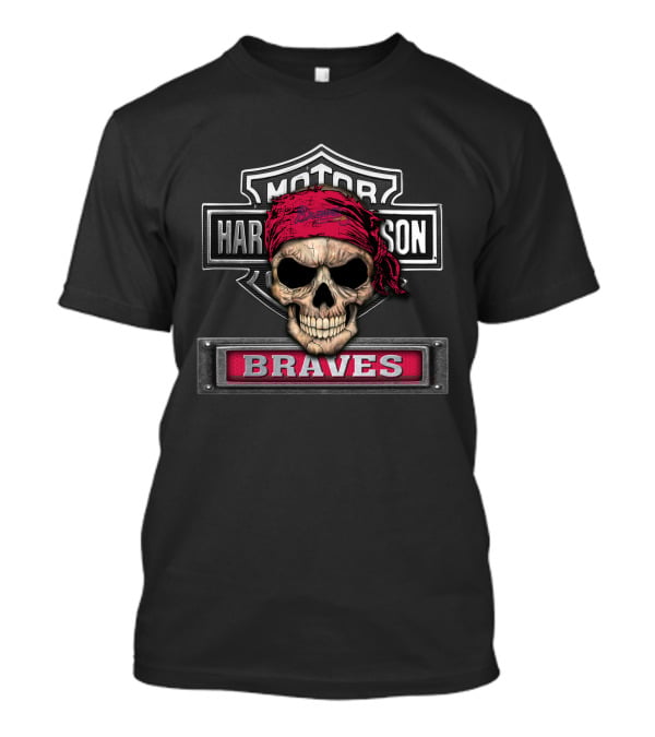 Harley Davidson Motorcycle Skull Braves Biker T-Shirt