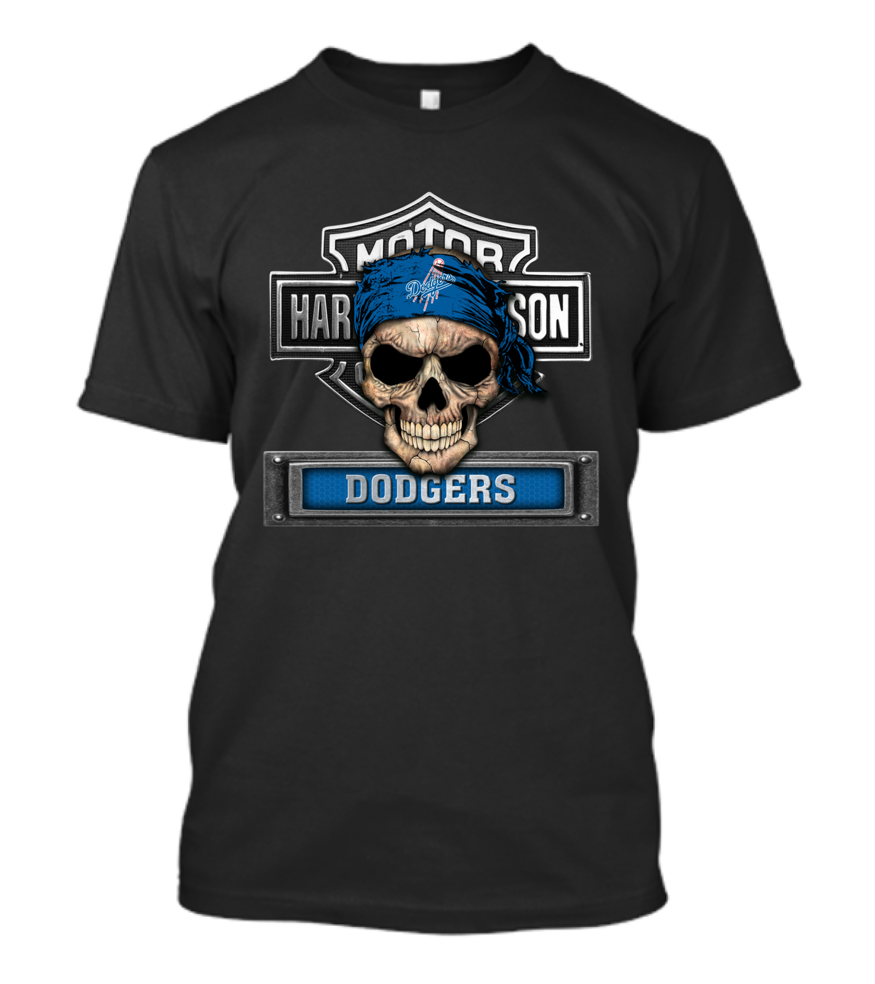 Harley Davidson Motorcycle Biker Skull Dodgers Mlb T-Shirt