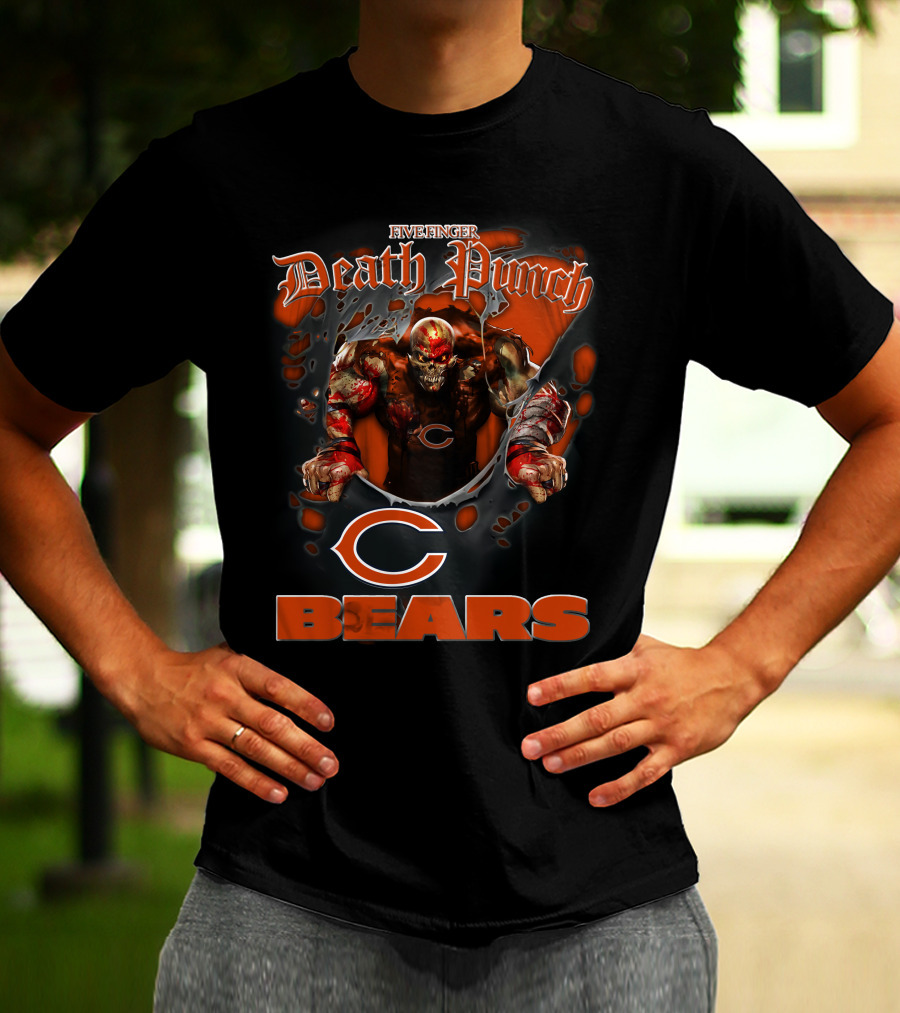 Five Finger Death Punch Harley Davidson Chicago Bears Nfl Biker T-Shirt
