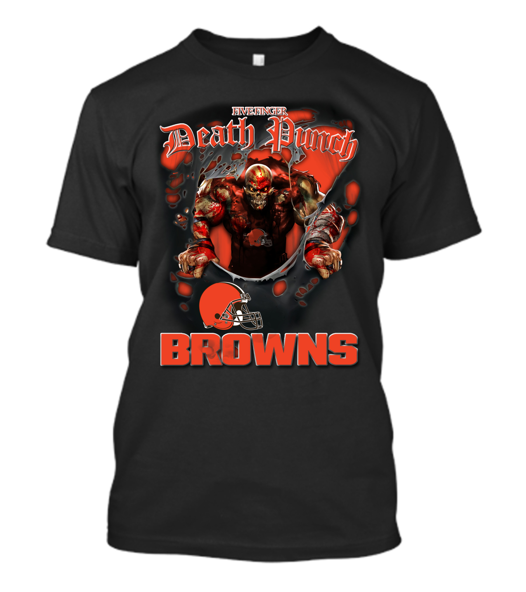 Five Finger Death Punch Browns Harley Davidson Motorcycle Biker Nfl Cleveland Browns T-Shirt
