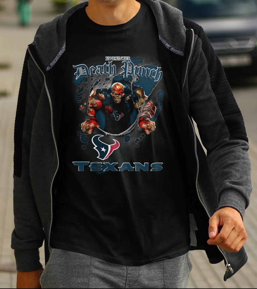 Five Finger Death Punch Harley Davidson Motorcycle Biker Nfl Houston Texans T-Shirt