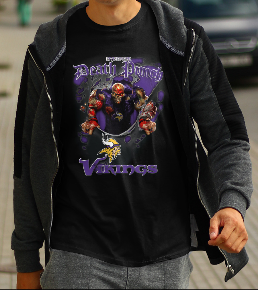 Harley Davidson Motorcycle Biker Five Finger Death Punch Nfl Minnesota Vikings T-Shirt