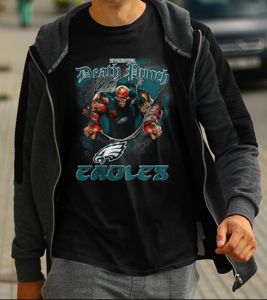Five Finger Death Punch Eagles Harley Davidson Motorcycle Biker Nfl Philadelphia Eagles T-Shirt