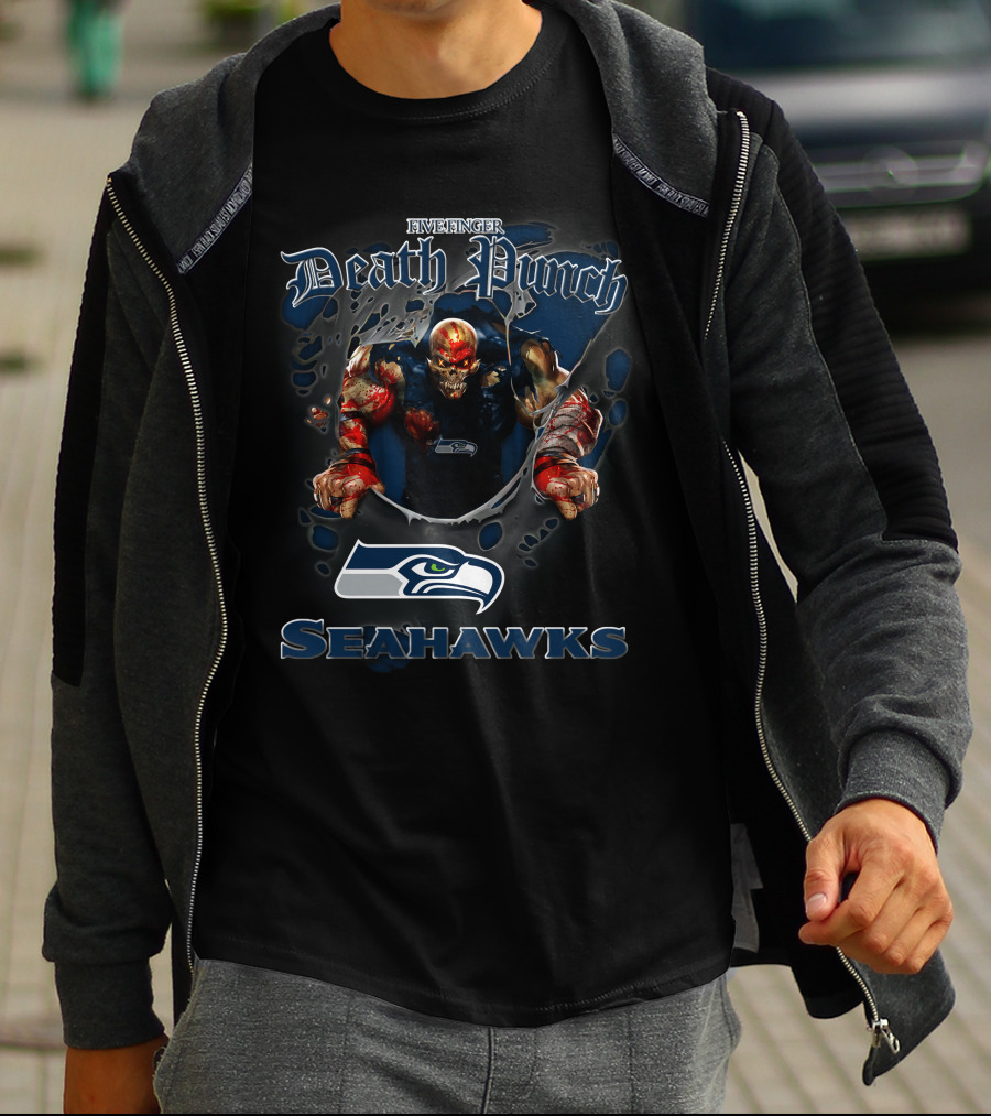 Five Finger Death Punch Seattle Seahawks Nfl Harley Davidson Motorcycle Biker T-Shirt
