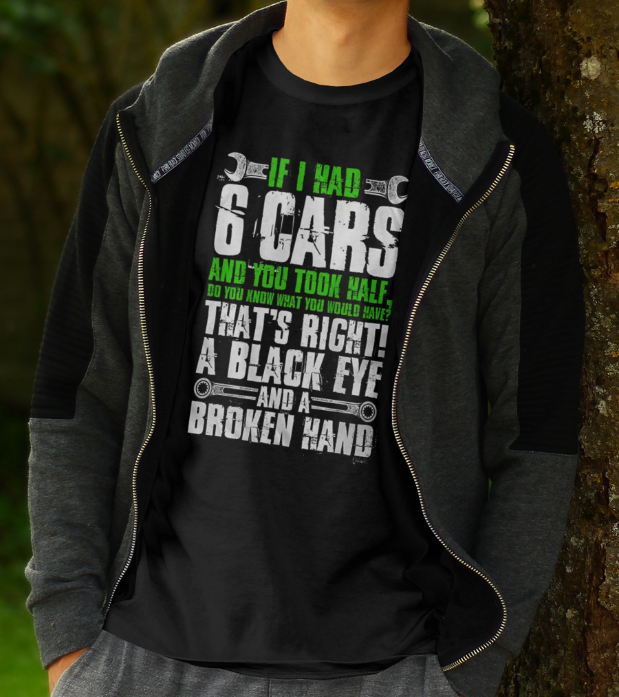 IF I HAD 6 CARS AND YOU TOOK HALF DO YOU KNOW WHAT YOU WOULD HAVE THAT'S RIGHT A BLACK EYE AND A BROKEN HAND T-Shirt