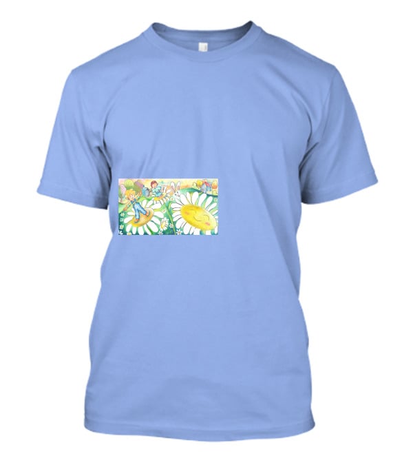 Lodo Happy Sunflower Meadows With Kids And Bunny In A Vibrant Landscape T-Shirt
