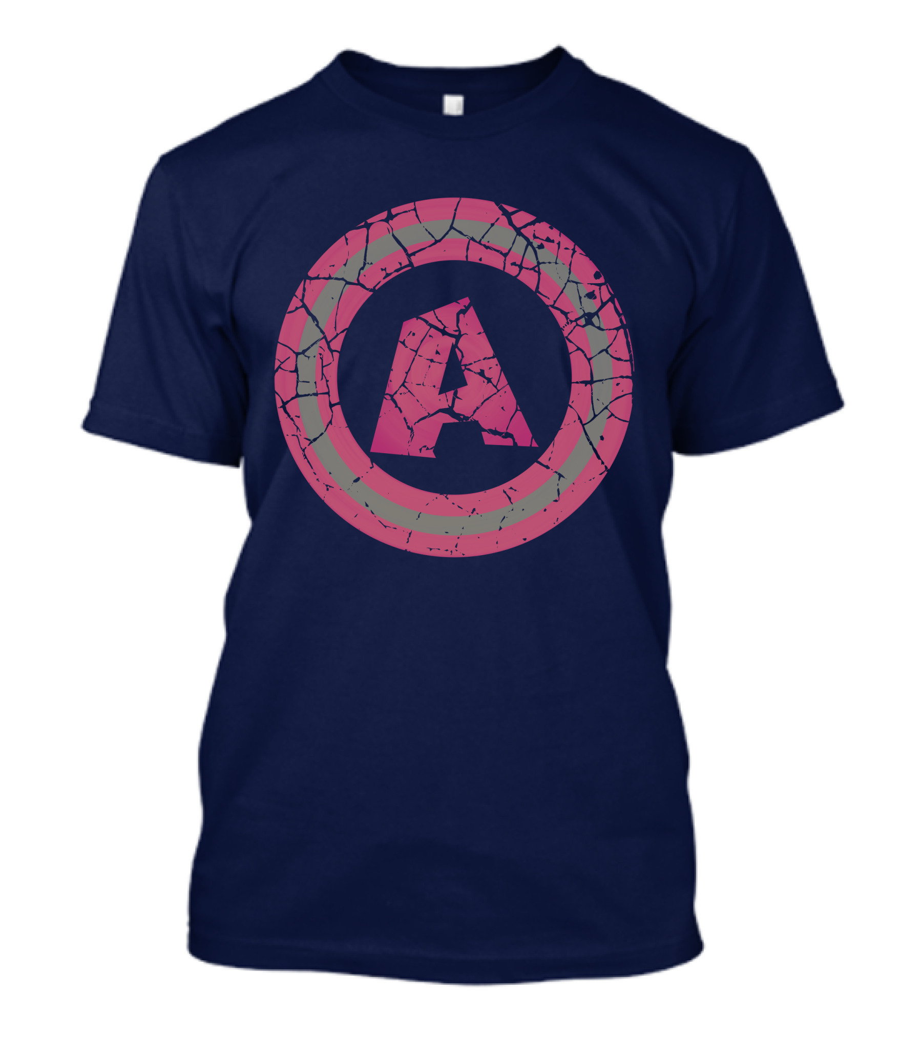 Cracked Pink And Grey Letter A With Circle T-Shirt