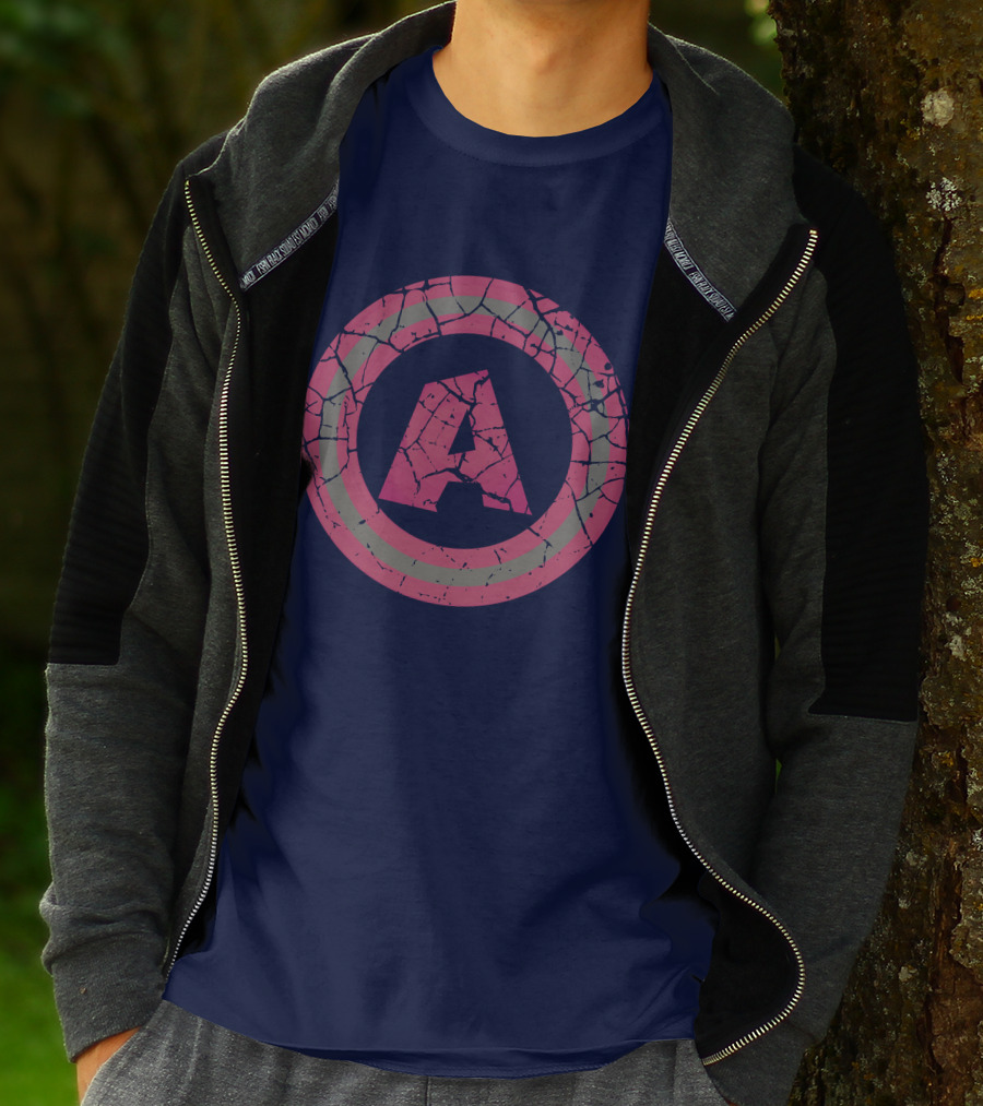 Cracked Pink And Grey Letter A With Circle T-Shirt