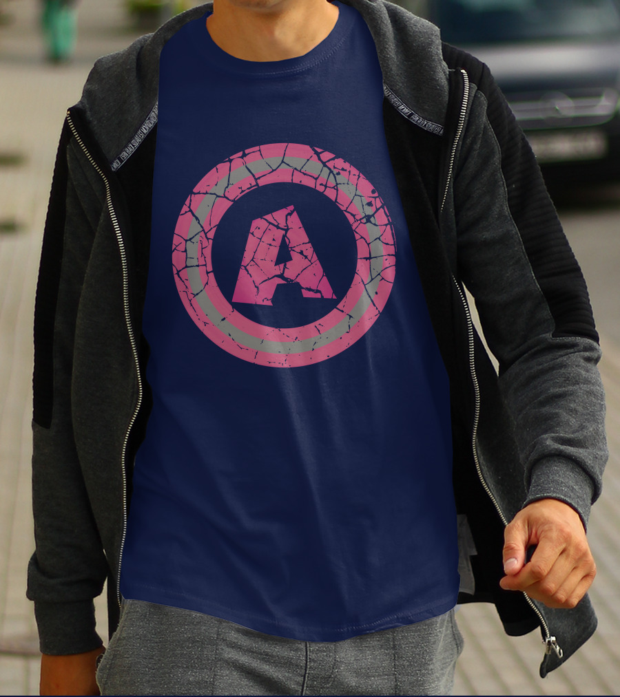 Cracked Pink And Grey Letter A With Circle T-Shirt