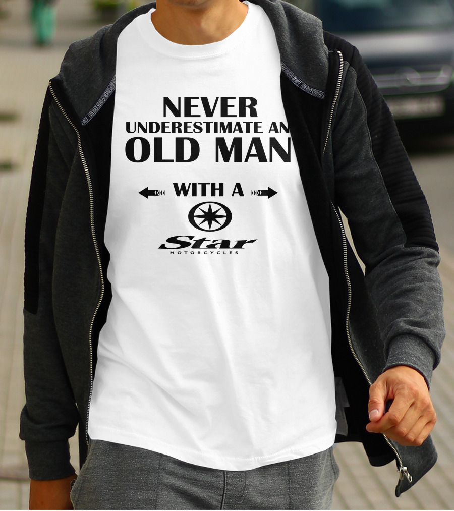 Never Underestimate An Old Man With A Star Motorcycles Vstar Custom T-Shirt