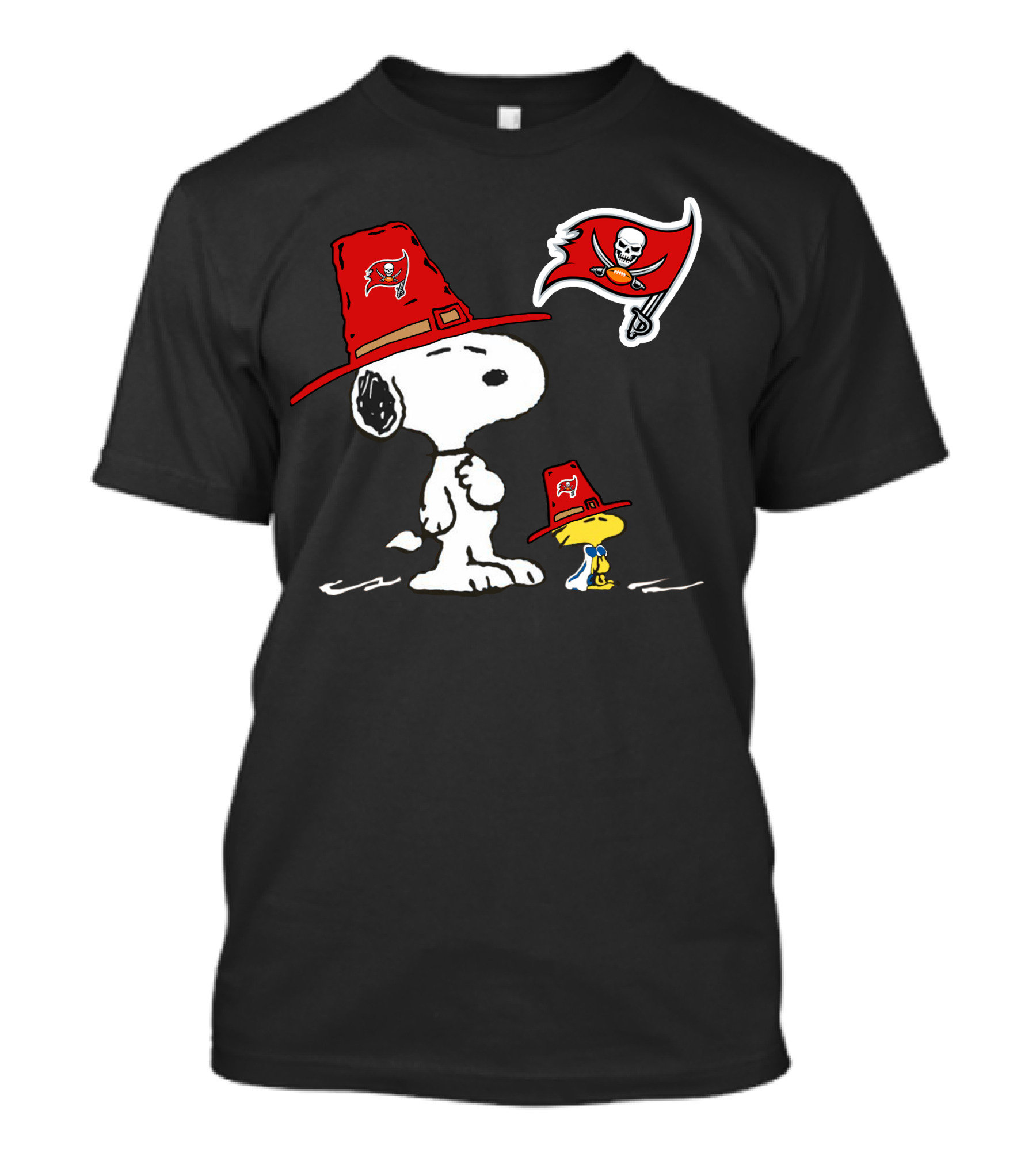 Snoopy Buccaneers Pirate Hat With Logo And Flag T-Shirt