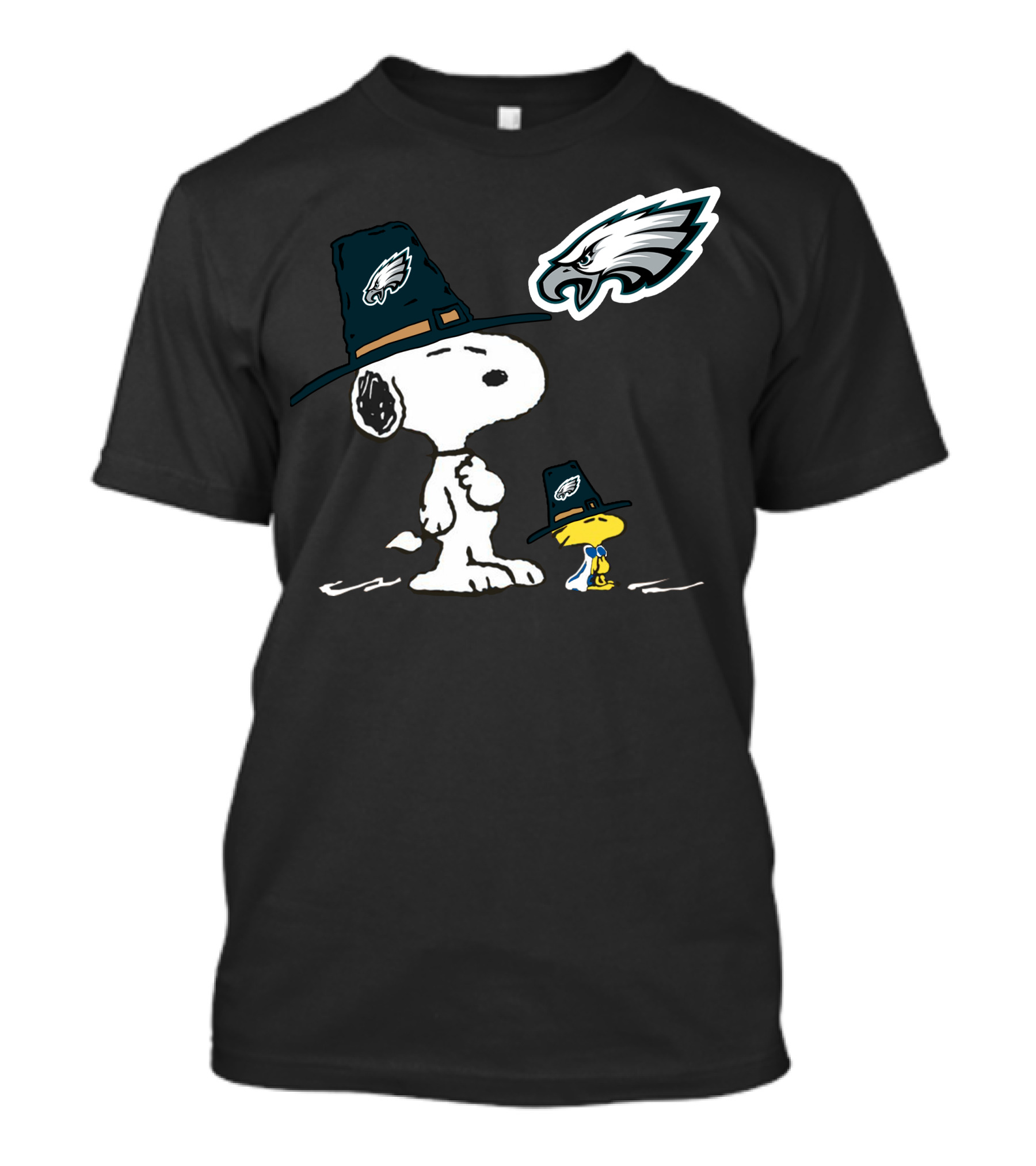Eagles Snoopy Pilgrim Hat Thanksgiving Peanuts Woodstock Nfl Football T-Shirt