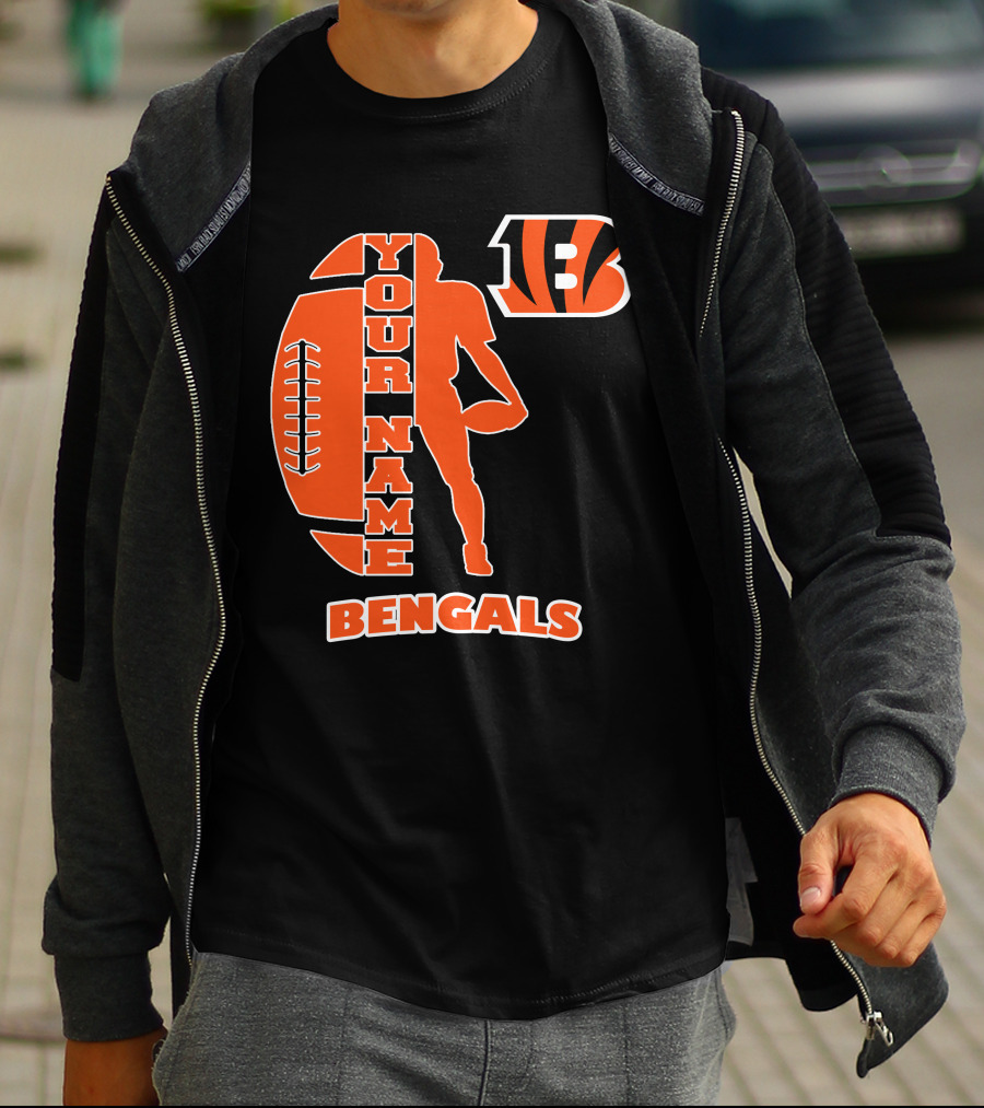 Your Name Bengals Football Silhouette B T-Shirt
