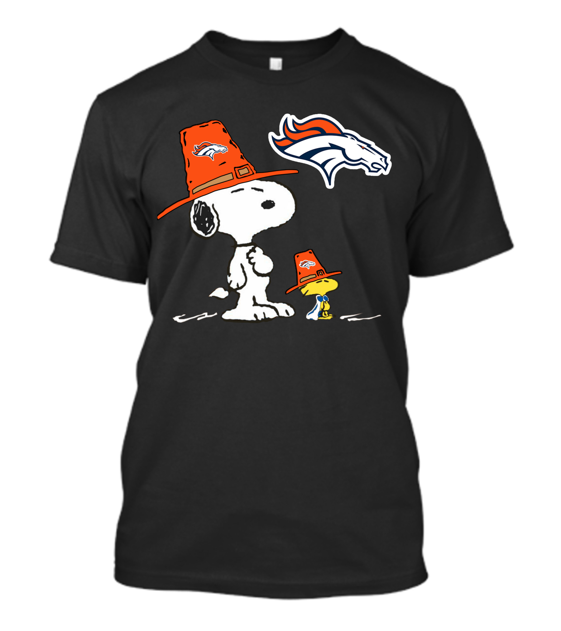 Denver Broncos Snoopy Woodstock Cartoon Football T-Shirt