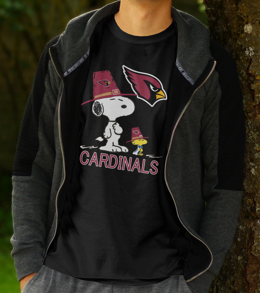 Snoopy Cardinals Peanuts Woodstock NFL Football Hat T-Shirt