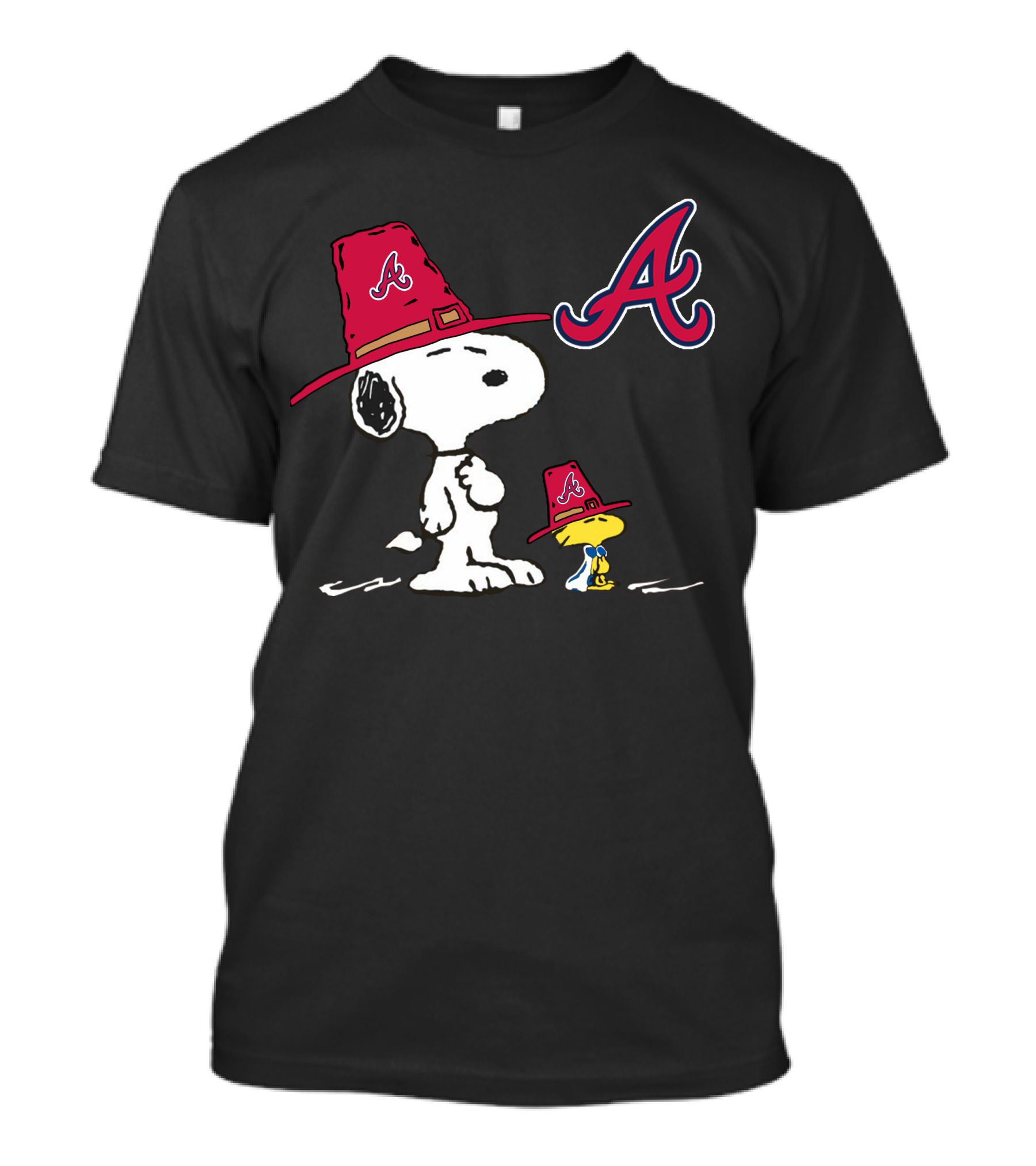 Snoopy And Woodstock Atlanta Braves Hat T-Shirt
