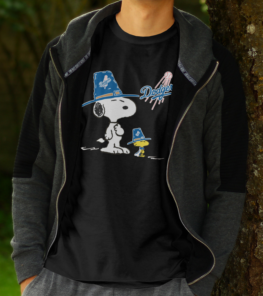 Los Angeles Dodgers Snoopy Woodstock Baseball Hat Peanuts T-Shirt
