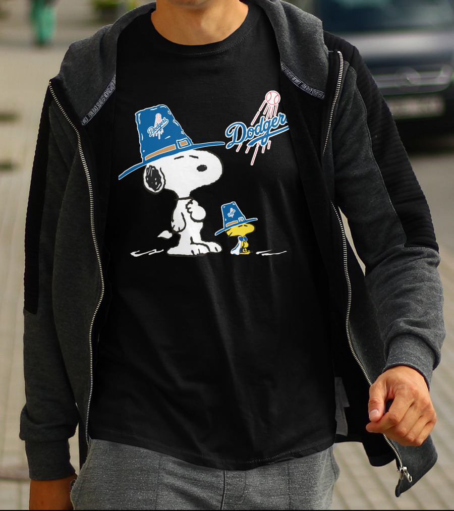 Los Angeles Dodgers Snoopy Woodstock Baseball Hat Peanuts T-Shirt