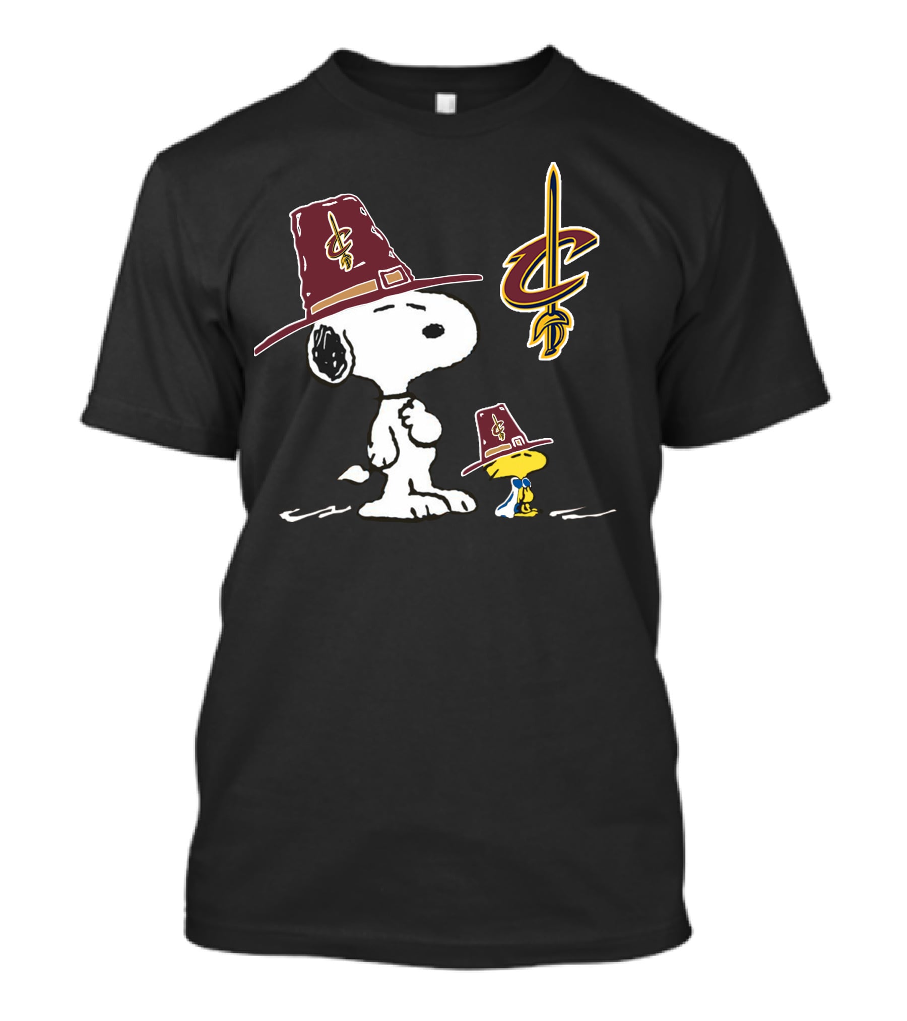 Cleveland Cavaliers Snoopy Woodstock Pilgrim Hats T-Shirt