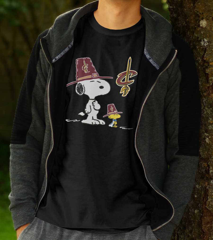 Cleveland Cavaliers Snoopy Woodstock Pilgrim Hats T-Shirt