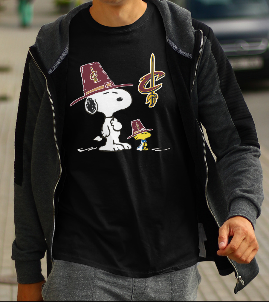 Cleveland Cavaliers Snoopy Woodstock Pilgrim Hats T-Shirt