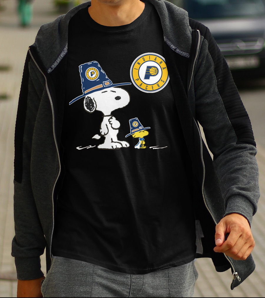 Indiana Pacers Snoopy And Woodstock In Team Hats T-Shirt